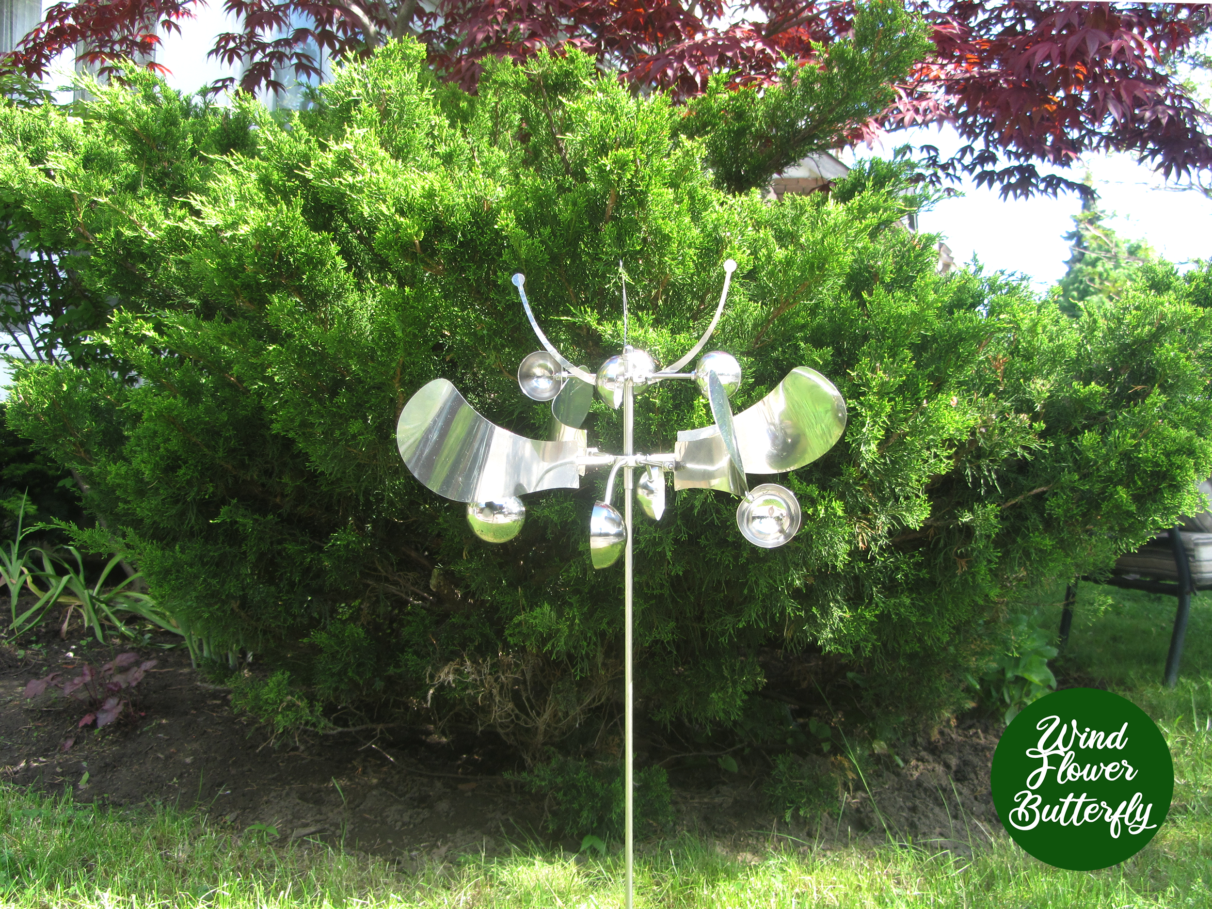 Butterfly Wind Flower Kinetic Wind Spinner rotating in the breeze.